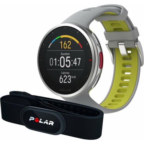 Sporta pulkstenis POLAR VANTAGE V2 GREY & LIME, M/L ar H10 pulsu jostu