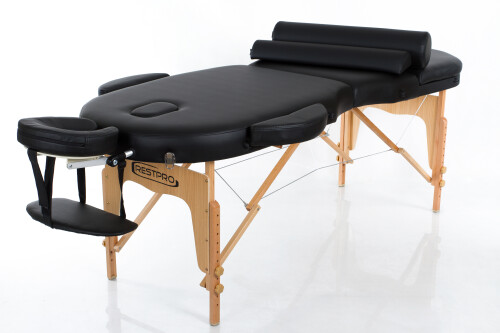 RESTPRO® VIP OVAL 3 BLACK Massage Table + Massage Bolsters