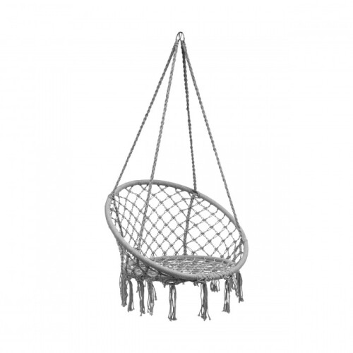 Hanging woven Macrame swing , 1,25 m grey round