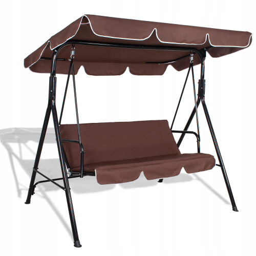 Garden swing 170x110x153 cm, 3-seat, brown