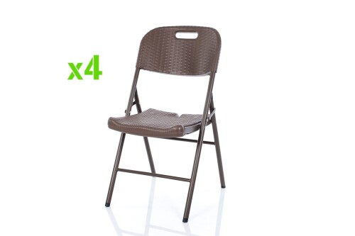 Saliekamo krēslu ar rotanga dizainu, komplekts 4 gab.