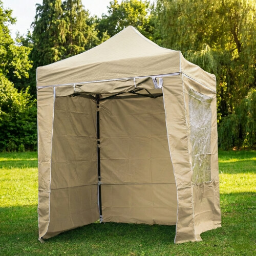 Pop Up Folding tent 2x2 m, with walls, Beige, H series, steel (canopy, pavilion, awning)