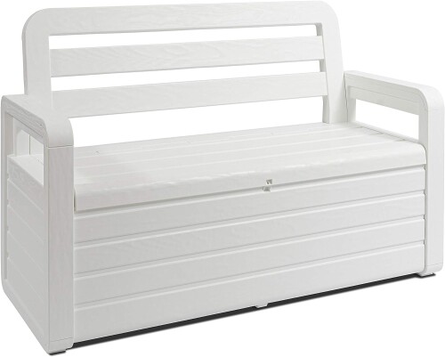 Garden storage bench with box 132x58x89, white, Тoomax (Italy)