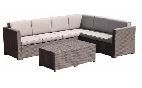 Угловой комплект садовой мебели с дизайном ротанга, серый