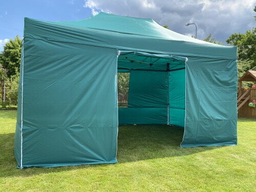 Pop Up Folding awning 3x4.5 m, with walls, Dark green, X series, aluminum (tent, pavilion, awning)
