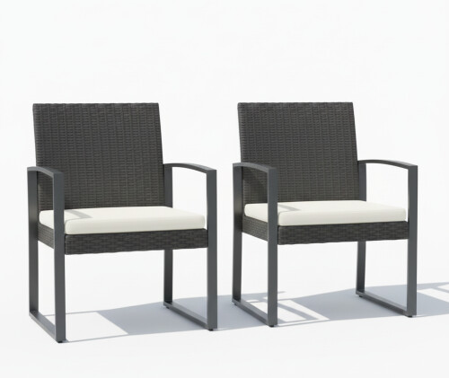 Rattan garden arm chair 57x56x84 cm, charcoal 2 pcs.