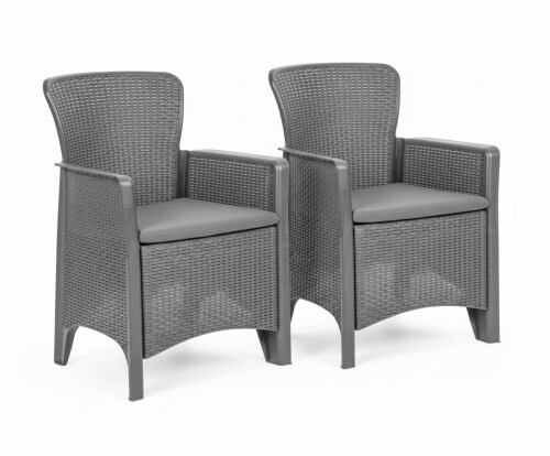 Rattan garden arm chair 55x55x85,5 cm, charcoal 2 pcs.