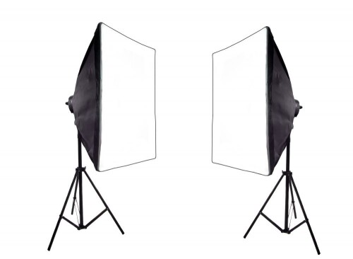 Studio Set 2x Quadhead, 8x85W, 2x Softbox 50x70cm, 2x stands (foto_03701)