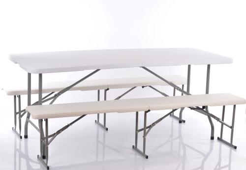 Fold-In-Half Table 183x76cm + 2 Folding Bench