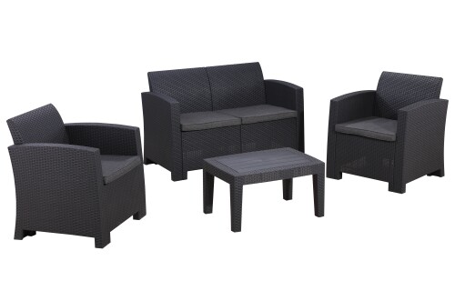 Ротанговый комплект мебели: диван, 2 кресла, стол