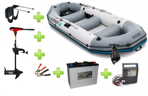 Intex MARINER 4 FULL SET ar Neraus NRS 55X + akumulators Intact Traktion-Power 125Ah