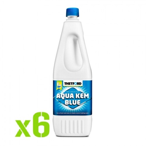6 x Thetford Aqua Kem® Blue 2L (75ml/10l) - sanitation liquid for chemical toilets