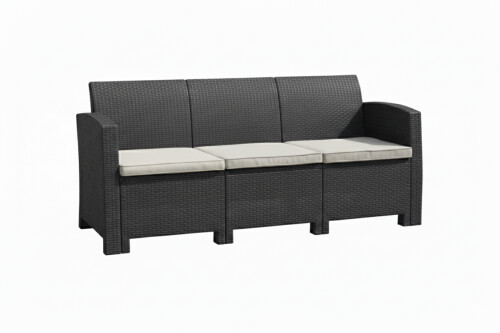 Садовый 3-местный диван с дизайном ротанга 172x65.6x76 cm, тёмно серый