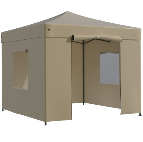 Pop Up Folding tent 2.92x2.92 m, with walls, Beige, H series, steel (canopy, pavilion, awning)