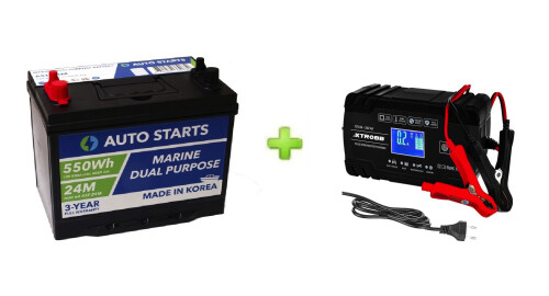 Marine Dual Purpose Battery 80Ah + XTROBB lādētājs 8A/4A