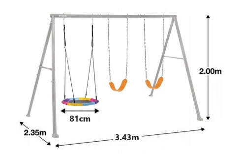 Bērnu rotaļu laukums ar šūpolēm stārķa ligzda (3 in 1) Ø 81 cm, Intex 44134