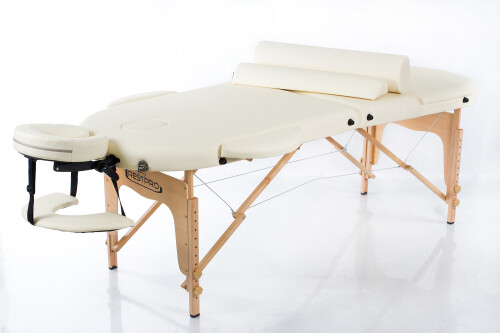 RESTPRO® Classic Oval 3 Cream saliekamais masāžas galds + masāžas ruļļi