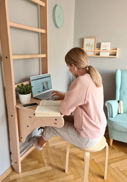 Деревянная шведская лестница RESTPRO® WOOD 230х65 см с столиком