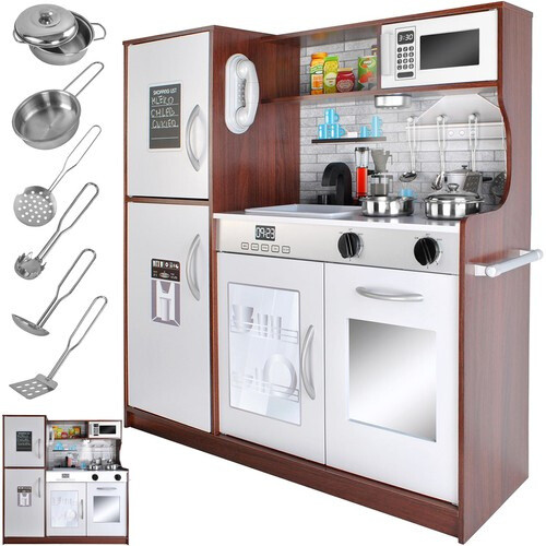 Кухня деревянная для детей с посудой, 80x80.5x24см
