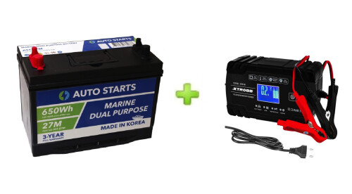 Marine Dual Purpose Battery 95Ah + XTROBB charger 8A/4A