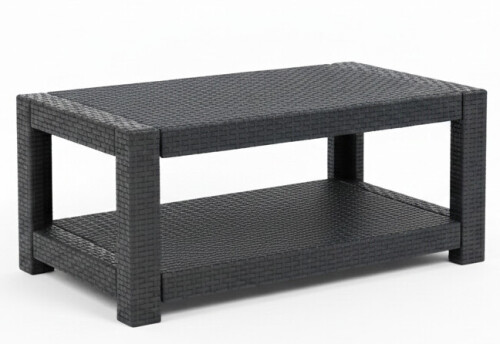 Rotanga dārza galds 93x56x38 cm, pelēks