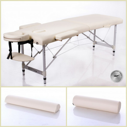 RESTPRO® ALU 2 S Cream Set massage table + massage rollers (3-pack)