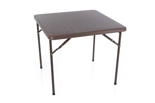 Square plastic folding table with a rattan design 86x86x74 cm