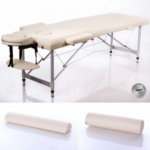 RESTPRO® ALU 2 M Cream Set masāžas galds + masāžas ruļļi (Komplekts)