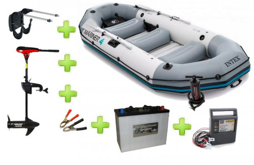 Intex MARINER 4 FULL SET ar Neraus NRS 40X + akumulators Intact Traktion-Power 125Ah