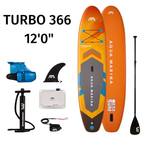 SUP доска Aqua Marina TURBO плавник с электромотором BLUEDRIVE S 366x84x15 cm AMGO-366PFS