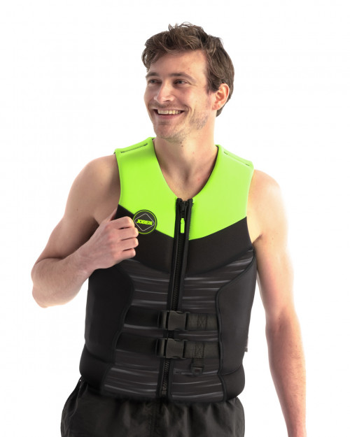 Ūdenssporta veste-peldveste vīriešu Jobe Segmented Jet Backsupport, laima zaļa-melna