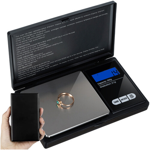 Pocket scale with safety flap