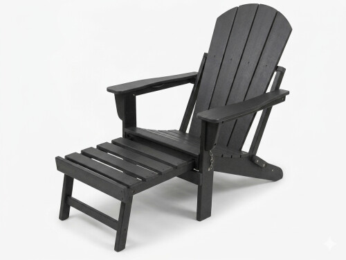 Garden chair Adirondack with footrest 79x72x95-120 cm, black