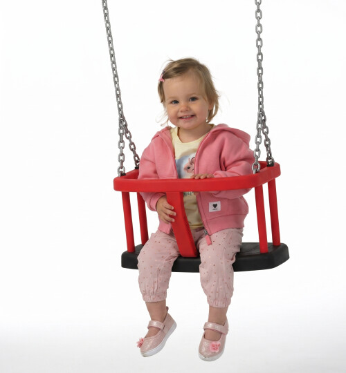 Gumijas šūpoles ar ierobežotājiem КВТ, ķēdes 2,2 m, sarkan-melnas