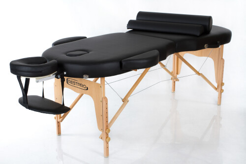 RESTPRO® VIP OVAL 2 BLACK Massage Table + Massage Bolsters