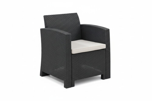 Садовый стул со спинкой с дизайном ротанга 68x65.6x76 см, тёмно серый