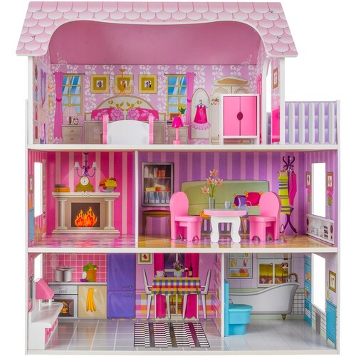 Wooden dollhouse with accessories, 70x62x27 cm