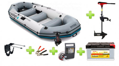 Intex MARINER 4 FULL SET ar Neraus NRS 36X + Solar Panther DC Pro+ 12V 105Ah