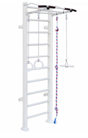 Wooden Swedish gymnastic wall SMILE white, 243x64 cm