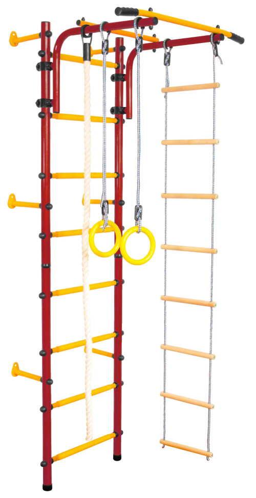 Bērnu zviedru siena Junior Atlet sarkans-dzeltens, 220x80x60 cm