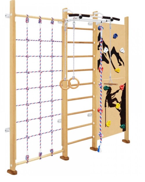 Swedish wall for children ROCK CLIMBER natural, 243x238x70 cm