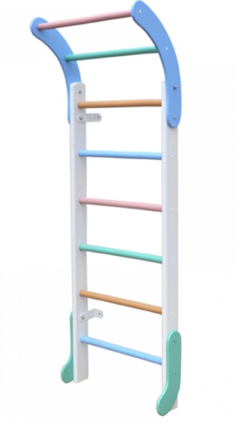 Детская шведская стенка BABY MINI-1 белый-радуга, 180x65x37см