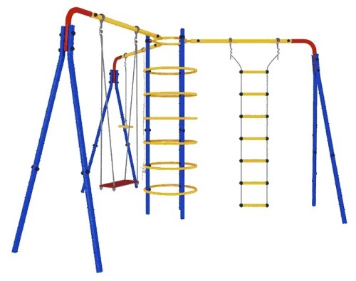 Āra sporta komplekss, bērnu rotaļu laukums CIRCUS-1, zils-dzeltens