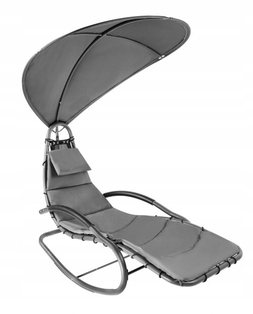 Dārza šūpuļkrēsls ar nojumi 76x178x183 cm, pelēks