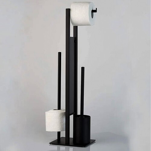 Toilet paper holder with brush