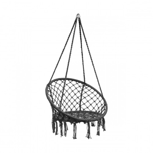 Hanging woven Macrame swing , 1,25 m black round