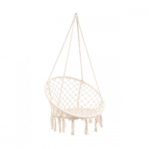 Hanging woven Macrame swing , 1,25 m beige round