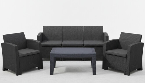 Ротанговый комплект мебели: диван, 2 кресла, стол