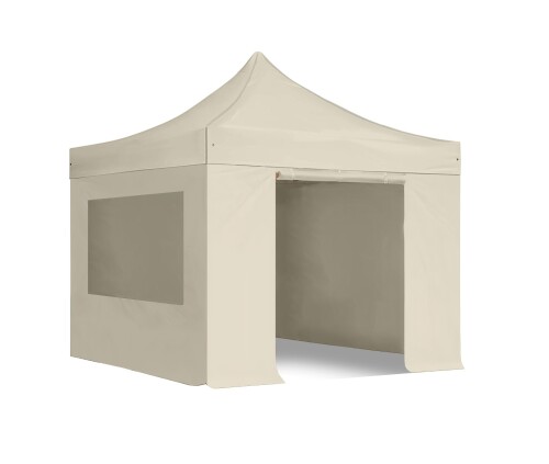 Pop Up Folding tent 3x3 m, with walls, Beige, X series, aluminum (canopy, pavilion, awning)