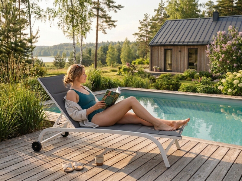 Sun lounger, subbed 188x61x54 cm, dark grey